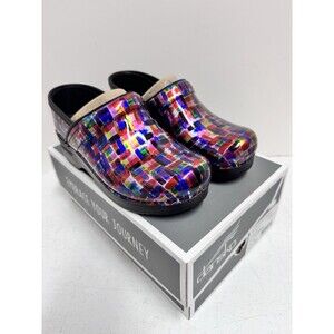 Dansko Color Block Professional Clogs Shoes Womens Sz 40 US9.5-10 Patent Leather